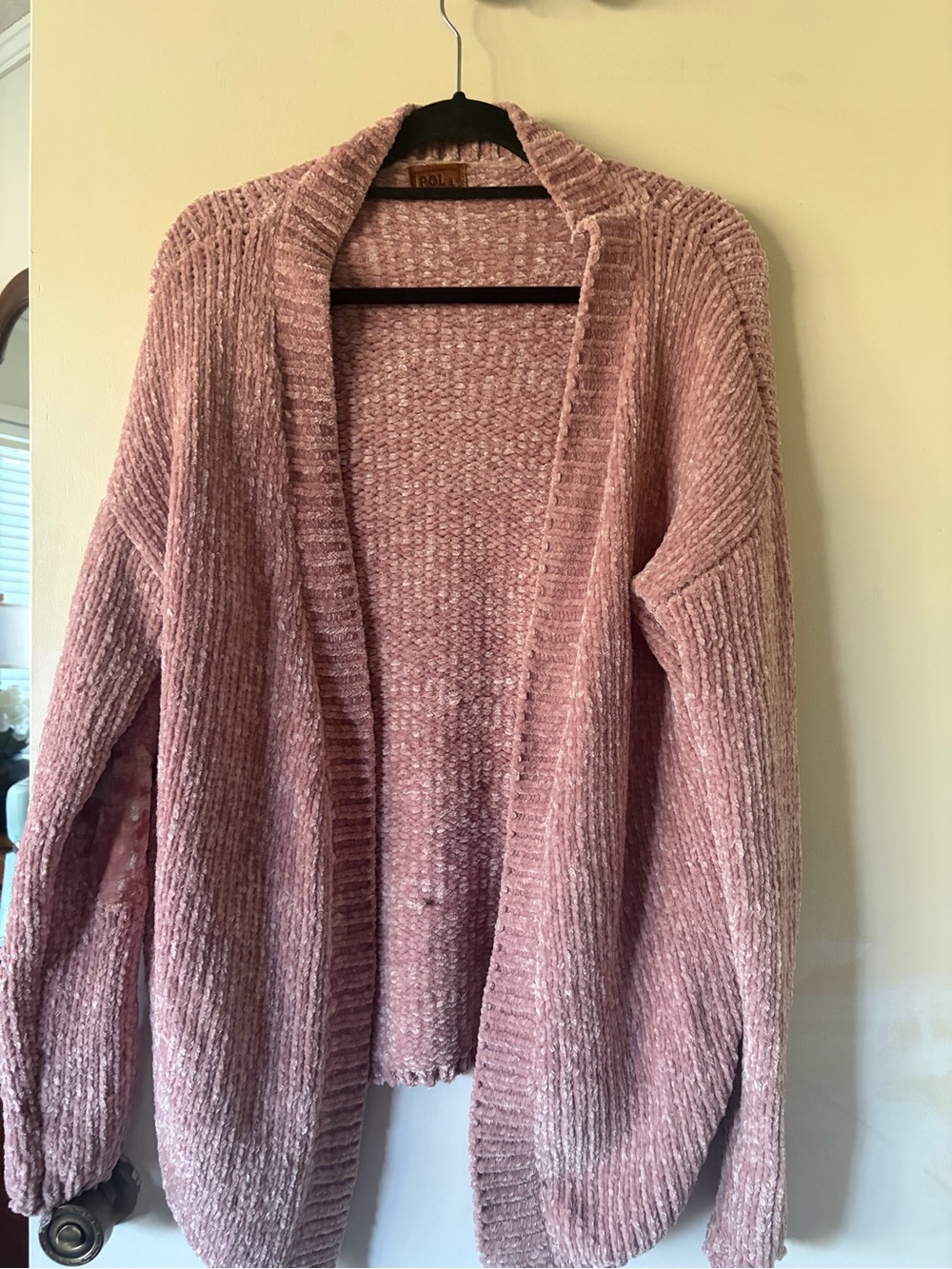 POL Plush Blush Pink Chenille Open Cardigan